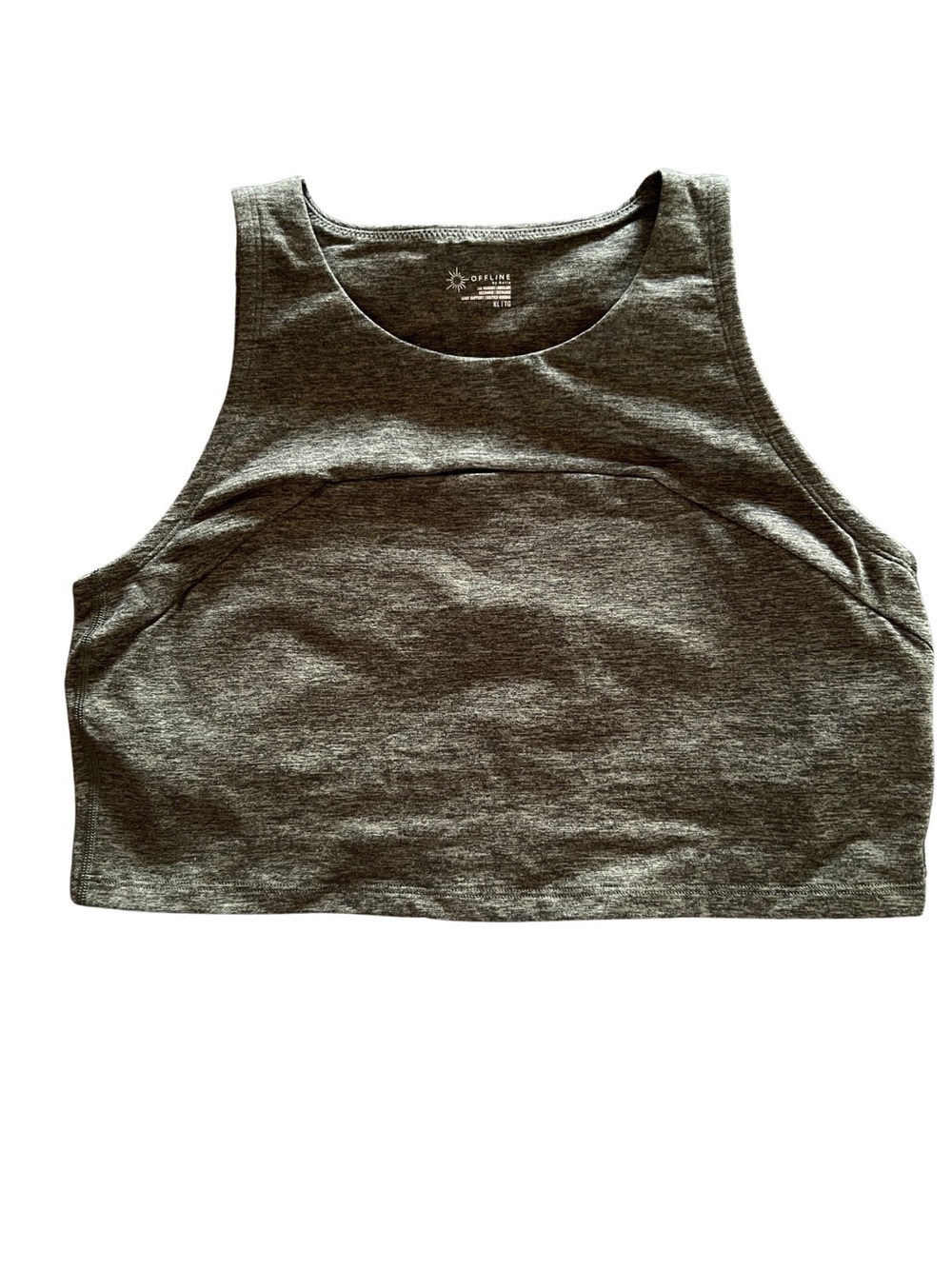 Aerie Gray/Green High-Neck Cropped Tank NWT XL